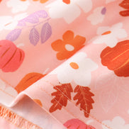 Pumpkin floral print bow women dress