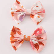 Pumpkin floral print 2pc hair bow