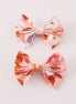 Pumpkin floral print 2pc hair bow