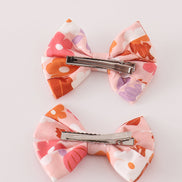 Pumpkin floral print 2pc hair bow