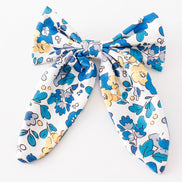 Blue floral print hair sailor bow