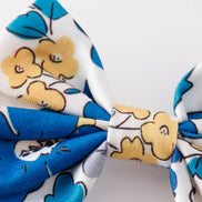 Blue floral print piggie hair bow