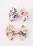 Coral floral print 2pcs piggie hair bow
