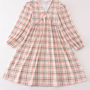Green watercolor plaid mom&me dress