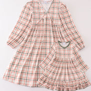Green watercolor plaid mom&me dress
