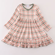 Green watercolor plaid mom&me dress