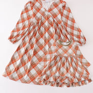 Khaki gingham mom&me dress