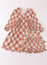 Khaki gingham mom&me dress