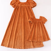 Caramel velvet mom&me dress