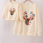 Beige reindeer sequin mom&me sweatshirt