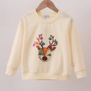 Beige reindeer sequin mom&me sweatshirt