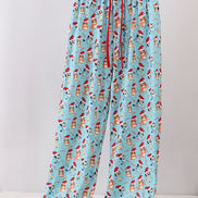 Blue christmas character print dad pajamas pants