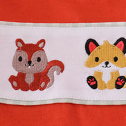 Fox embroidery gingham pants set