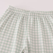 Fox embroidery gingham pants set