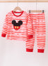 Red stripe character applique pants set