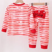 Red stripe character applique pants set
