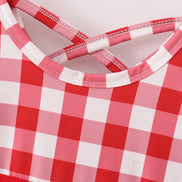 Red floral gingham mom&me dress