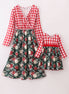 Red floral gingham mom&me dress