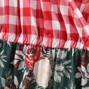 Red floral gingham mom&me dress