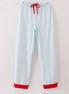 Blue stripe christmas santa claus embroidery men pajamas pants