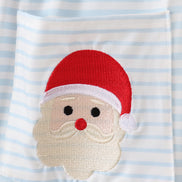 Blue stripe christmas santa claus embroidery men pajamas pants