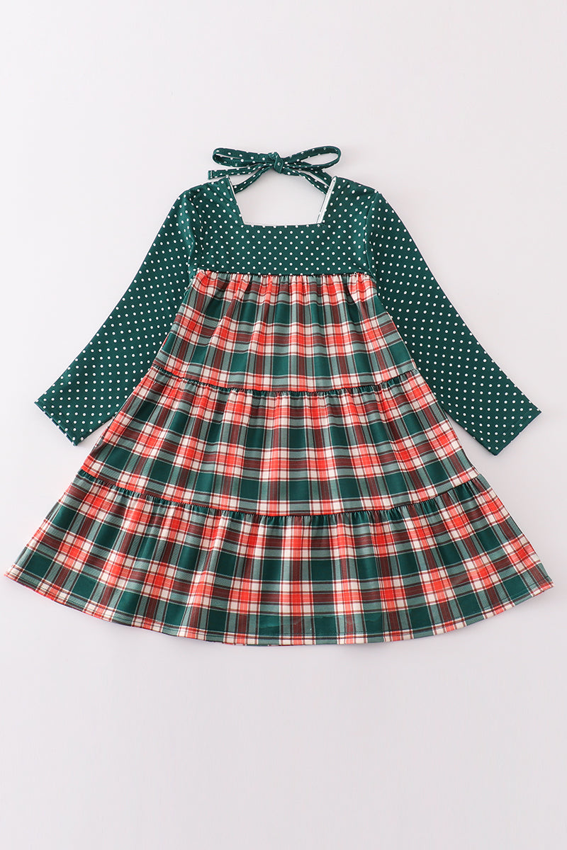 Girls & Mommy Matching Forest Green Plaid Christmas Dress – Holiday Mom & Me Outfit