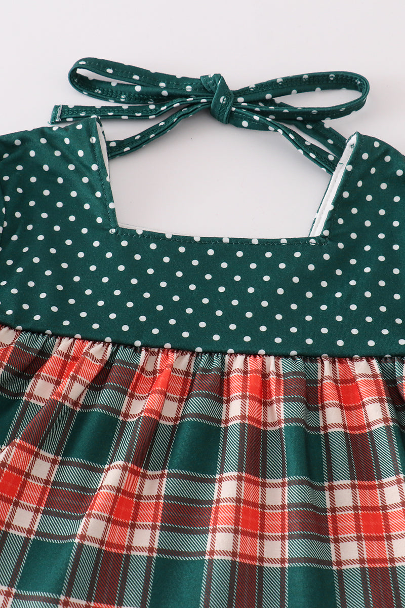 Girls & Mommy Matching Forest Green Plaid Christmas Dress – Holiday Mom & Me Outfit