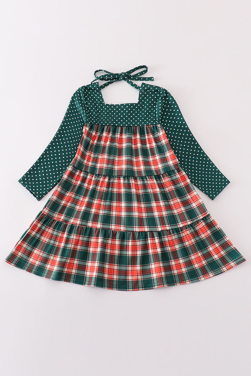 Girls & Mommy Matching Forest Green Plaid Christmas Dress – Holiday Mom & Me Outfit