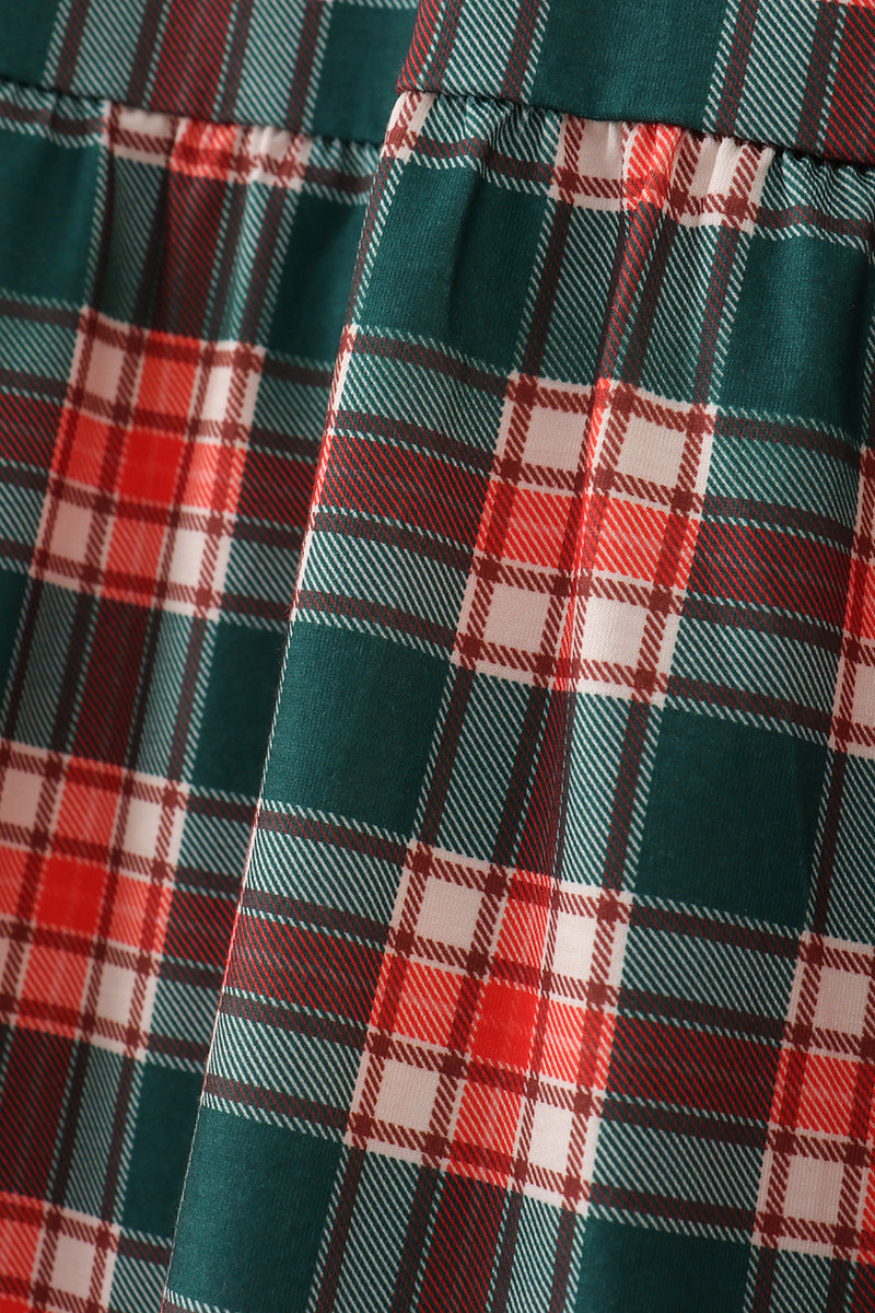 Girls & Mommy Matching Forest Green Plaid Christmas Dress – Holiday Mom & Me Outfit