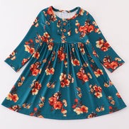 Green floral print mom&me dress