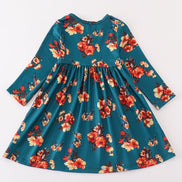 Green floral print mom&me dress