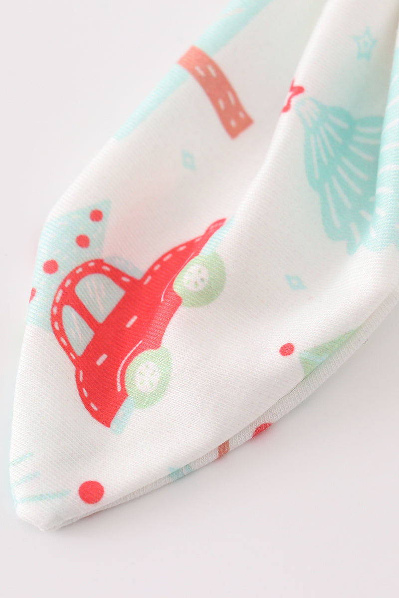 Girls Christmas Tree Car Print Sailor Hair Bow