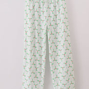 Green christmas holly print men pajamas pants
