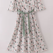 Sage bow tie mom dress