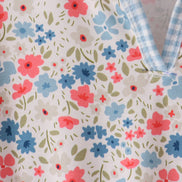 Pink&blue floral print women dress
