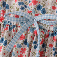Pink&blue floral print women dress