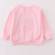 Pink valentine's day love french knot mom&me top