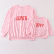 Pink valentine's day love french knot mom&me top