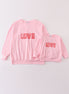 Pink valentine's day love french knot mom&me top