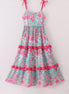 Pink Palm Paradise print tiered mom dress