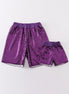 Purple sequin mardi gras mom&me skorts