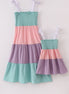 Multicolored tiered smocked mom&me dress