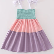 Multicolored tiered smocked mom&me dress