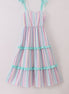 Multicolored stripe tiered mom dress