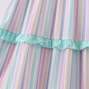 Multicolored stripe tiered mom dress