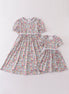 Green daisy print mom&me dress