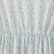 Blue delicate floral print mom dress