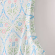 Blue delicate floral print mom dress