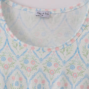 Blue delicate floral print mom dress