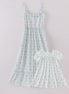Green leaves bow print mom&me dress